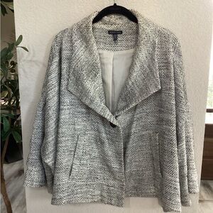 Eileen Fisher Black and White Herringbone Jacket/Cape
